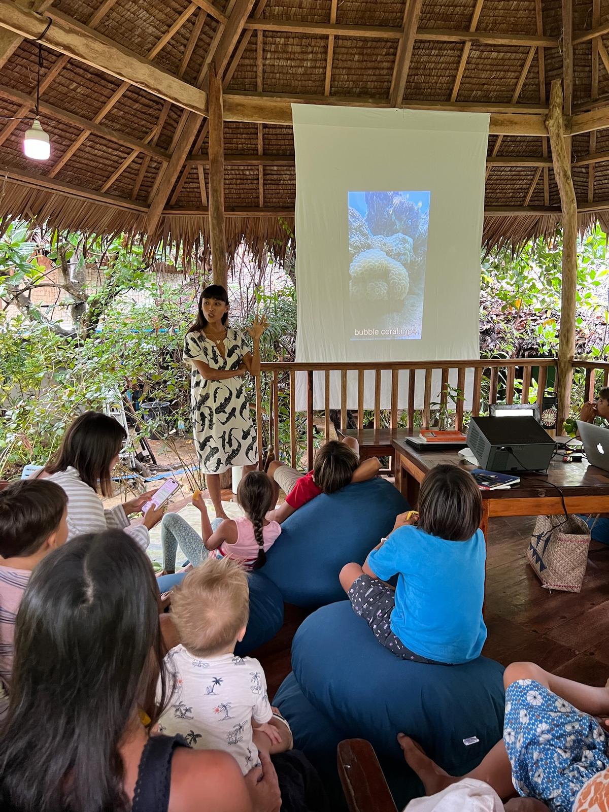 Community movie night under the dive center roof